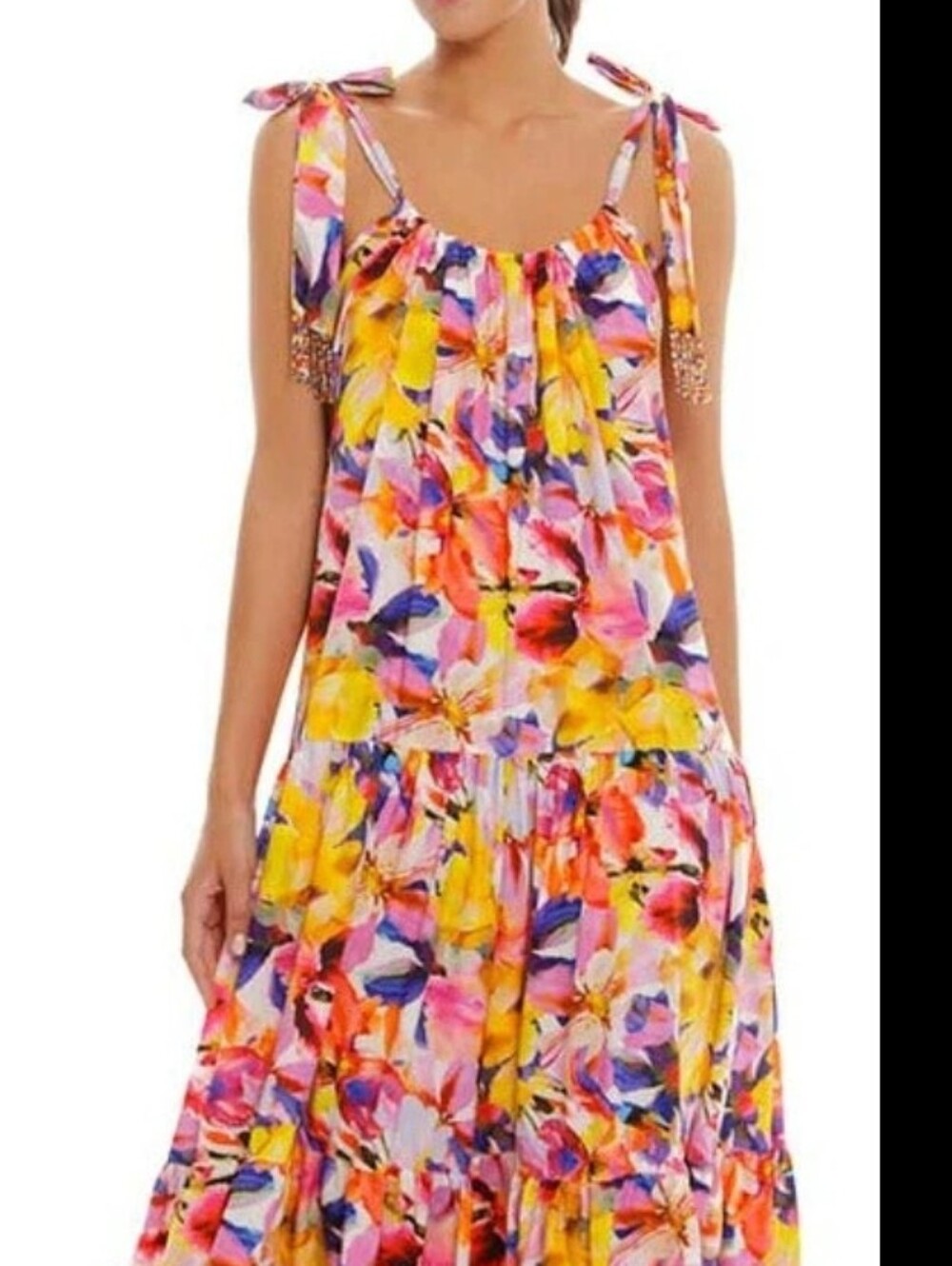 Floral Tie-Shoulder Maxi Dress - Multi